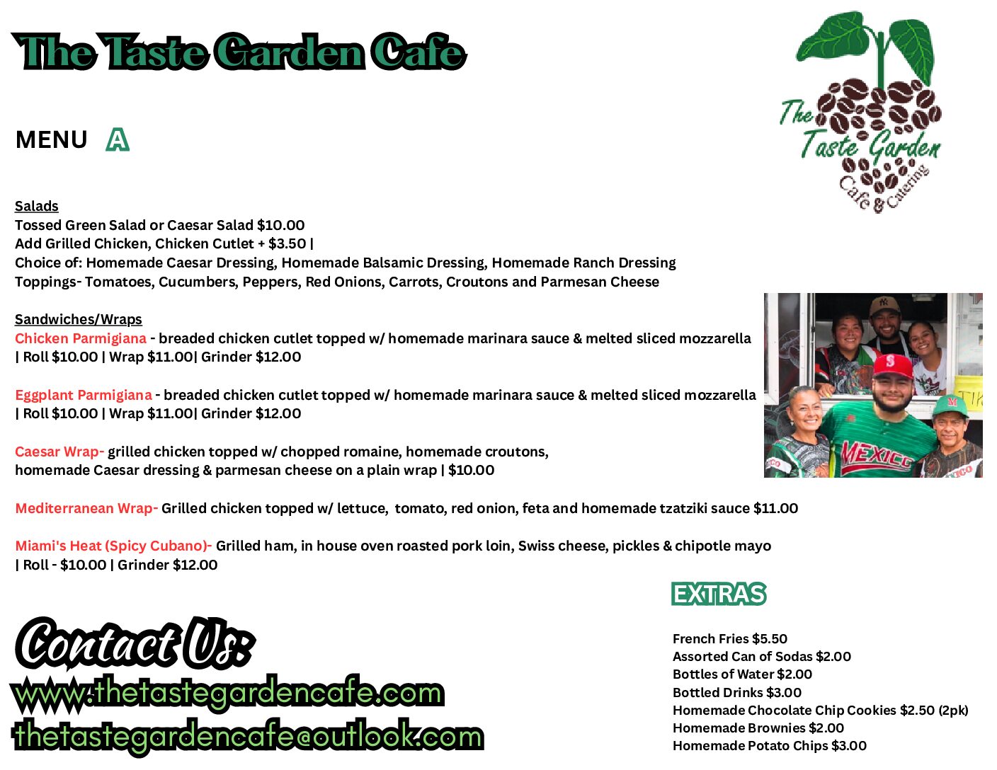 Food Truck Weekly Menu